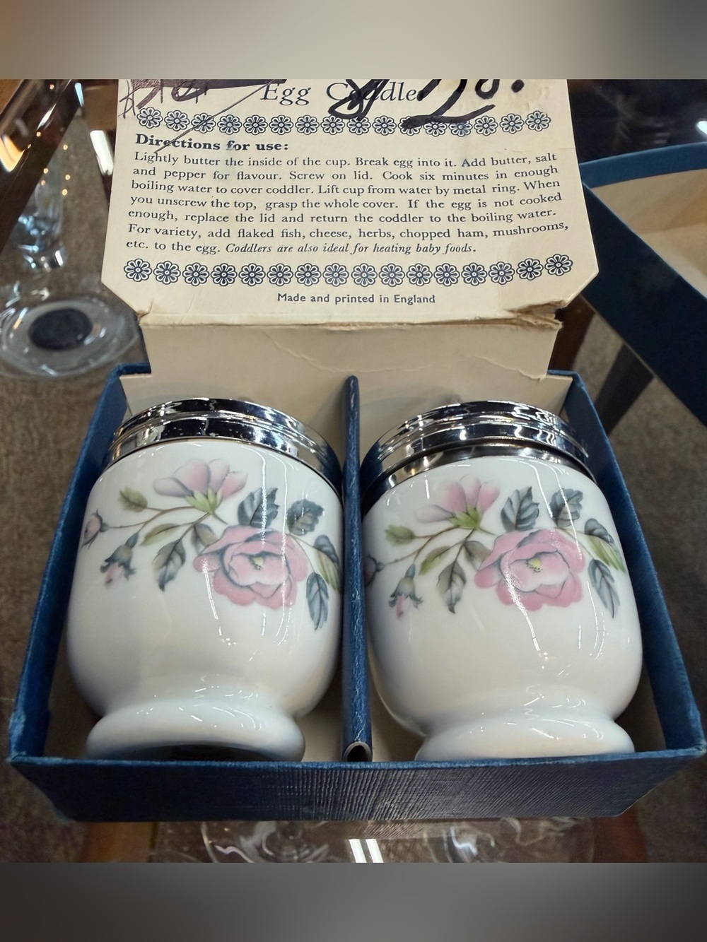 Pair Royal Worcester Porcelain England Egg Coddlers Coddler Cookware NIB